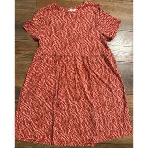 Pull and Bear Size Medium Red Daisy Print Midi Dress LNC